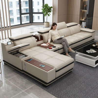 Narożnik kanapa L-form Żywy krajobraz Narożnik sofa tapicerowana Siedziba Design Couch Sofy Biały Sofa