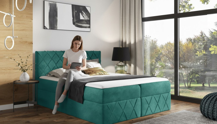 Luksusowe designerskie łóżko tapicerowane Łóżko designerskie łóżko NOWOŚĆ 160x200cm box spring nowość