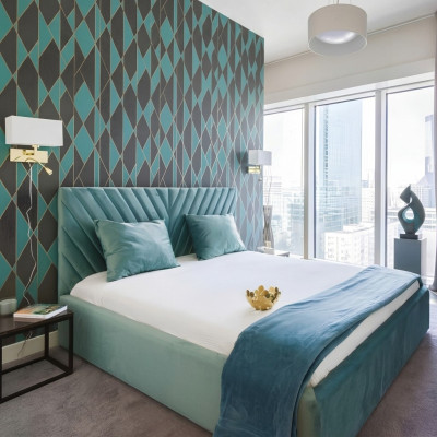 Double Design Łóżko Nowoczesny Hotel Włókienniczy Luksusowy Pokój Sleep Rama łóżka