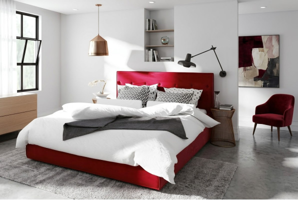 Łóżko Design Double Funkcja łóżka Hotel Włókienniczy Sypialnia łóżka Rama Czerwonego