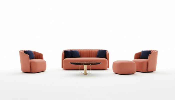 Zestaw 3 szt. Zestaw sofowy 3+2+1 miejsce do siedzenia Ustawić Sofa Materiał Sofy Fotel Pomarańczowy Nowość