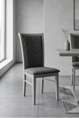 Krzesło do jadalni Drewno Krzesło Szary Materiał Lehnst Krzesła Relaks Design Fotel Włochy