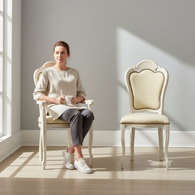 Krzesło z Podłokietnik Krzesło do jadalni Drewno Nowa jadalnia Krzesła Design Fotel Baroque