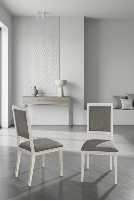 Krzesło Krzesło do Jadalni Drewno Materiał jadalnia Krzesła Design Fotel Szary Nowe Oparcie nowe