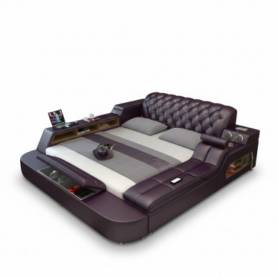 Design Łóżko XXL Duże łóżko Skóra Hotel Podkładka 180x200 Wielofunkcyjna Półka