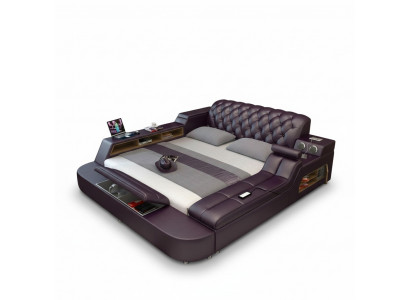 Design Łóżko XXL Duże łóżko Skóra Hotel Podkładka 180x200 Wielofunkcyjna Półka