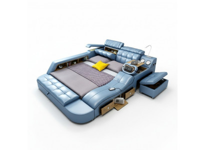 Design Łóżko XXL Duża Skóra Hotelowa Podkładka 180x200 Wielofunkcyjna Półka łóżko