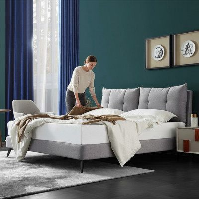 Double Hotel Łóżko łóżko Beżowe 180x200 Sleep Pokój Skóra Podkładka Design