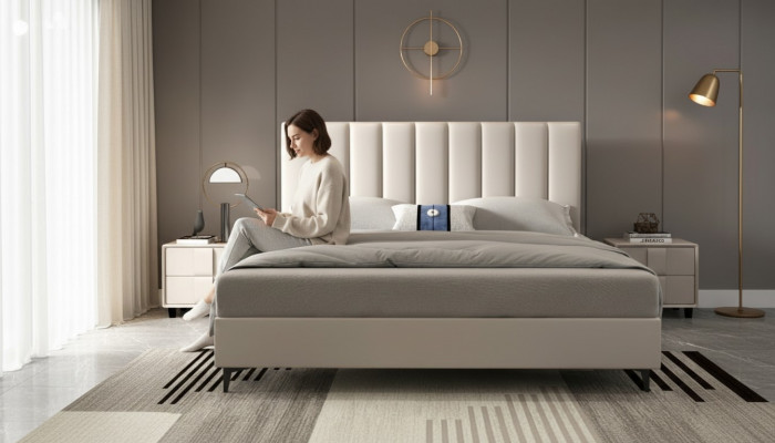 Design Drewno Skóra łóżko 180x200cm Meble Sypialnia Łóżko hotelowe
