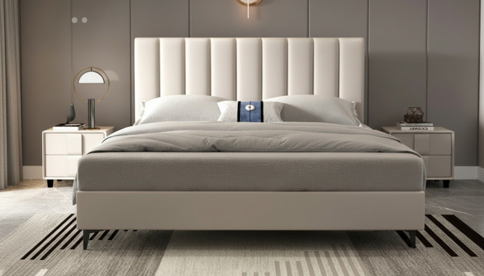 Design Drewno Skóra łóżko 180x200cm Meble Sypialnia Łóżko hotelowe
