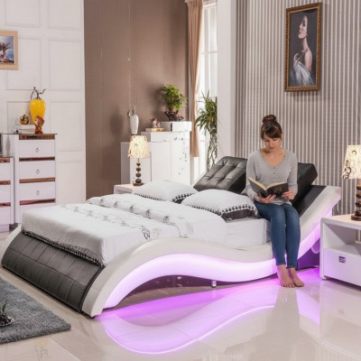 Luksusowe łóżko Design bed Digital LED Sypialnia Meble Skóra Double