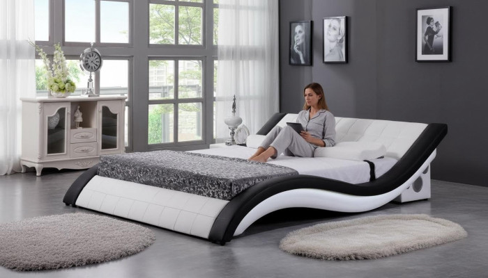 Łóżko Design Digital USB bed Luxury Sypialnia Meble Skóra Double
