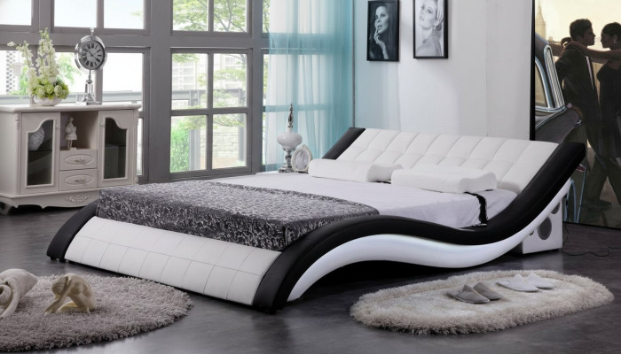 Łóżko Design Digital USB bed Luxury Sypialnia Meble Skóra Double