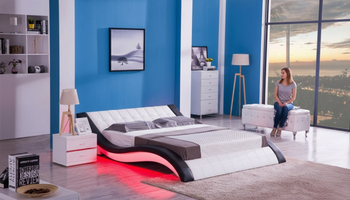Łóżko Design Digital Dźwięk USB łóżko Luxury Sypialnia Meble Skóra