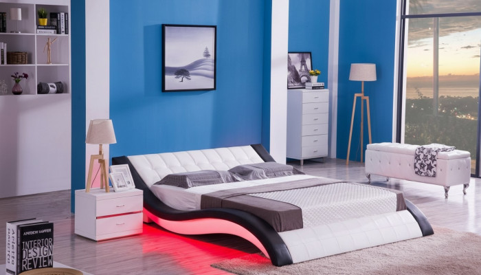 Łóżko Design Digital Dźwięk USB łóżko Luxury Sypialnia Meble Skóra