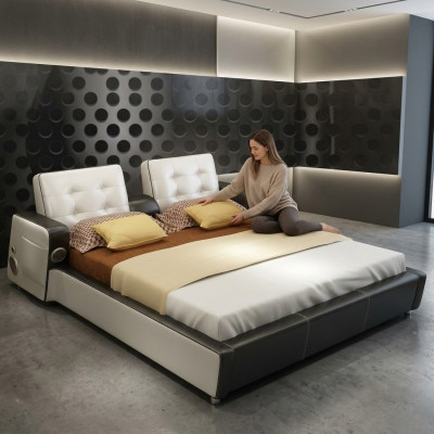 Łóżko System Muzyczny USB Łóżko Wielofunkcyjne Luksusowe Meble Sypialnia
