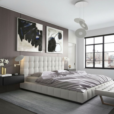 Nowoczesna rama luksusowego łóżka Pokój łóżka Hotel Design Skóra Łóżko