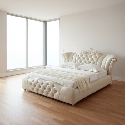 Design Chesterfield Łóżko Włókiennicze Aksamit Podkładka Hotel Skóra łóżka Sypialnia