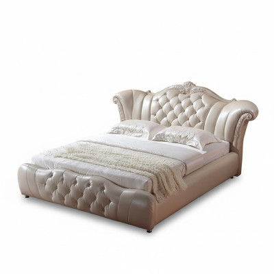 Design Chesterfield Łóżko Włókiennicze Aksamit Podkładka Hotel Skóra łóżka Sypialnia