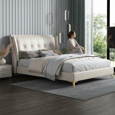 łóżko Skóra Hotel Luxury Podkładka Włoskie Meble Designerskie Łóżko Sypialnia