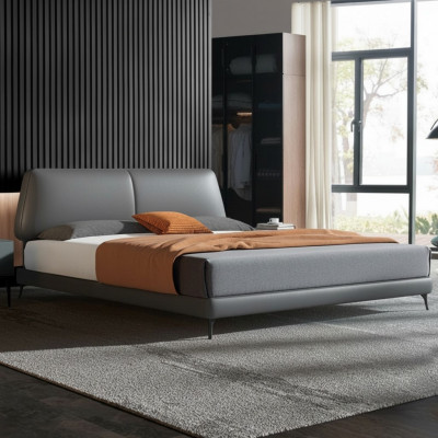 Design Luksusowe Łóżko Hotelowe Dwuosobowe Małżeństwo Skóra Luksusowa Sypialnia Łóżko