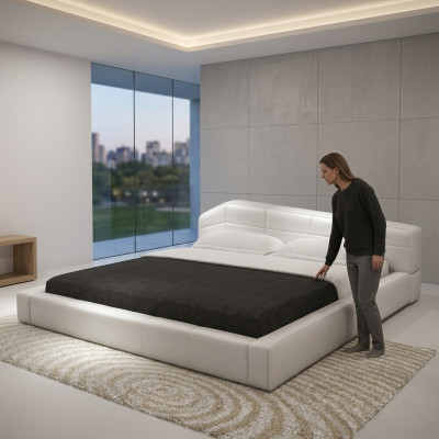 Nowoczesny hotelowy stelaż do spania Pokój luksusowy Skóra design Łóżko podwójne