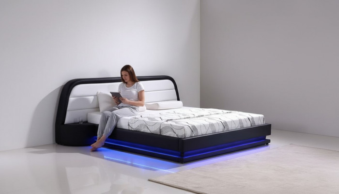 łóżko Włókienniczy Skóra Hotel Luxury Podkładka Design Drewno Designer Łóżko