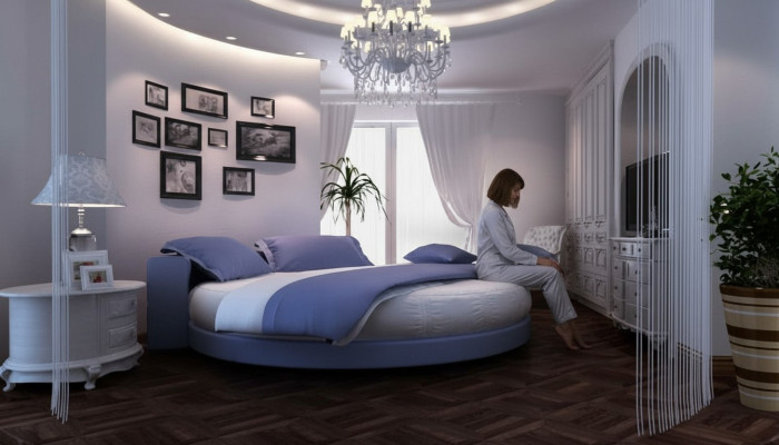 Okrągłe Skóra Łóżko 200x200 Luksusowa Podkładka Okrągły łóżka Okrągły Materiał Hotel
