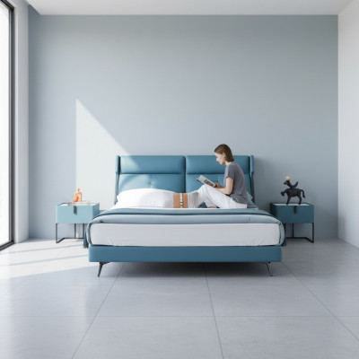 łóżko Double Hotel Sleep Pokój Drewno Nowe 180x200cm Łóżko Podkładka Design