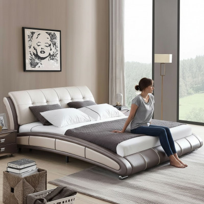 Design Skóra Łóżko Podkładka Podwójne łóżka hotelowe Sleep Pokój Małżeństwo 180x200 cm