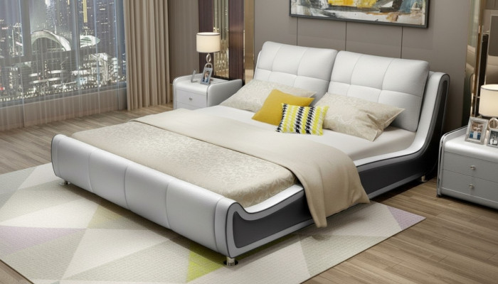 Łóżko Podkładka Design Deco Luxury Double Hotel łóżko małżeńskie Sleep Pokój Skóra