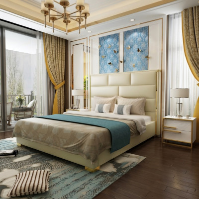 Designerskie Podwójne łóżko Łóżko Sypialnia łóżka Skóra Hotel Luxury Podkładka