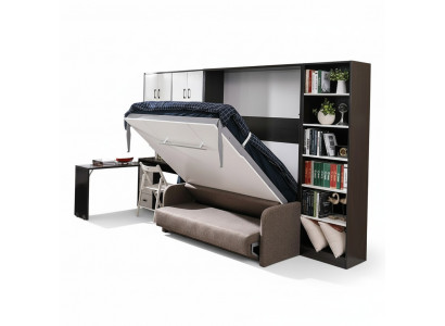 Szafa Łóżko z Sofa Podkładka Ściana Szafki Sleep Łóżko składane Meble + Kanapa Nowość