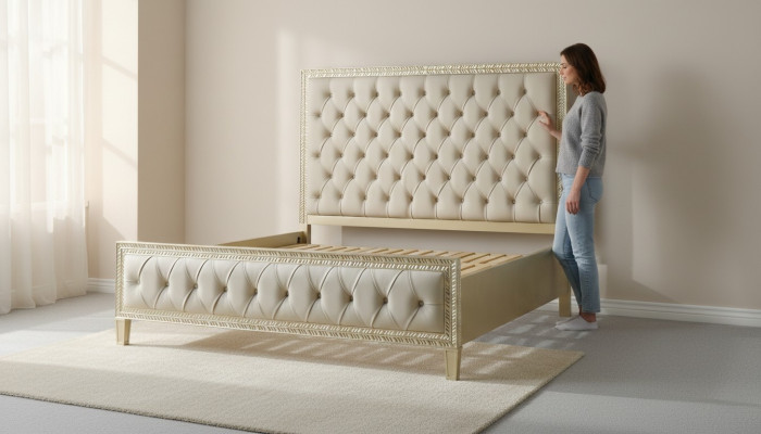 łóżko Luksusowe Łóżko Hotel Royal Meble Materiał Design Meble Łóżko tapicerowane Rama