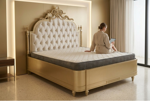 Chesterfield Drewno Podwójne łóżko Design Podkładka Łóżko Marriage Sypialnia 180x200