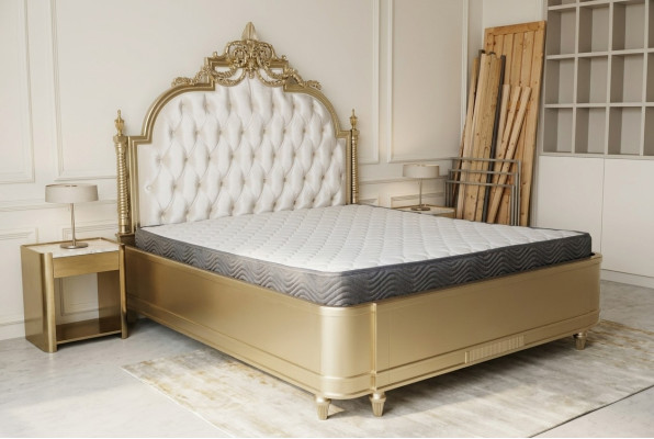 Chesterfield Drewno Podwójne łóżko Design Podkładka Łóżko Marriage Sypialnia 180x200