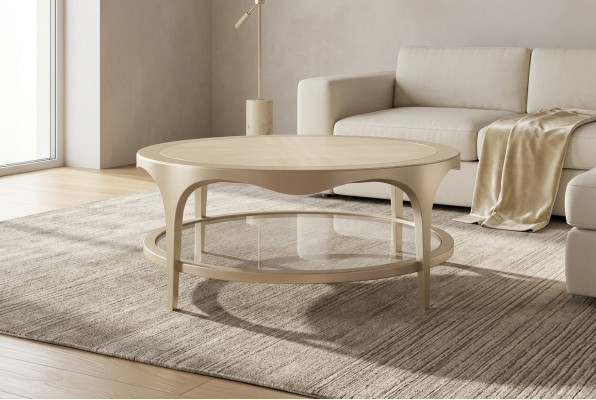 Salon Meble Tabela stolik kawowy Design Meble luksusowe Drewno stoły Owalne Okrągłe