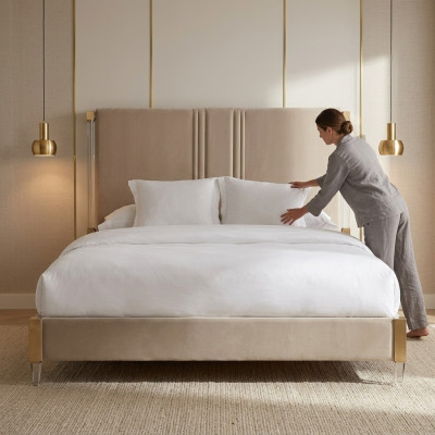 Luksusowe podwójne łóżko hotelowe Sleep Pokój Skóra 180x200cm Łóżko Podkładka Design Nowość