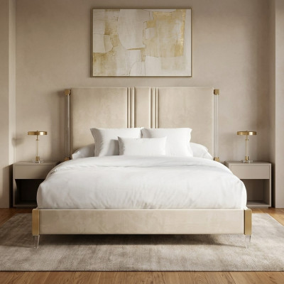 Luksusowe podwójne łóżko hotelowe Sleep Pokój Skóra 180x200cm Łóżko Podkładka Design Nowość