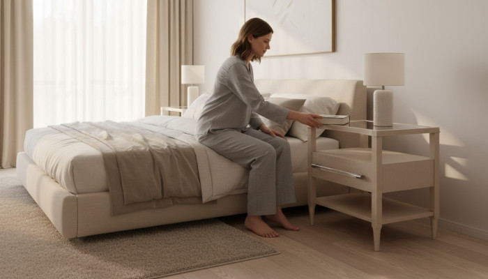 Stolik nocny stoły Sleep Pokój Luxury Drewno Design Night Tabela konsola Side
