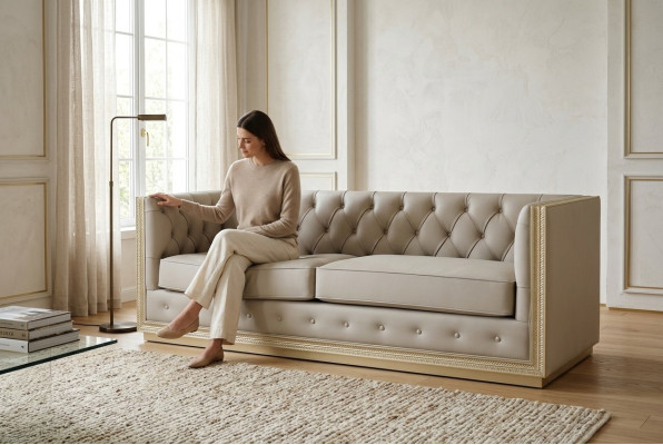 Chesterfield Sofy do salonu Sofa włoska Sofa 3 miejsce do siedzenia 220 cm tapicerka