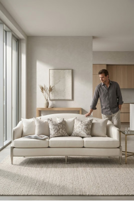 Design Sofa 3 miejsce do siedzenia Salon Materiałowa Kanapa Podkładka Sofy Nowe Szare Meble Włókiennicze