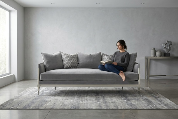 Salon Material Kanapa Sofa 3 miejsce do siedzenia Designerskie Kanapy Kanapa Szara Włókienniczy Podkładka