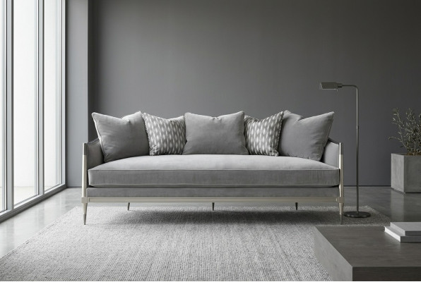 Salon Material Kanapa Sofa 3 miejsce do siedzenia Designerskie Kanapy Kanapa Szara Włókienniczy Podkładka