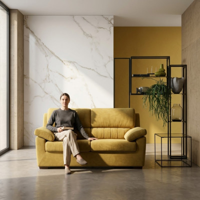 Nowoczesna Sofa Włochy 2-osobowa Włókienniczy Drewniana Rama Salonowa Sofa Alfitalia