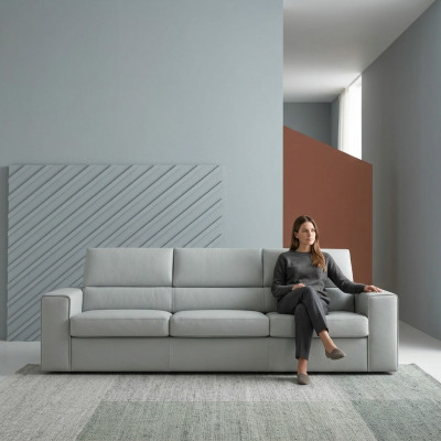 Sofa Modern Luxury Design 3 miejsce do siedzenia Meble Podkładka Light Green Włókienniczy Drewno alfitalia