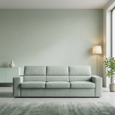 Sofa Modern Luxury Design 3 miejsce do siedzenia Meble Podkładka Light Green Włókienniczy Drewno alfitalia