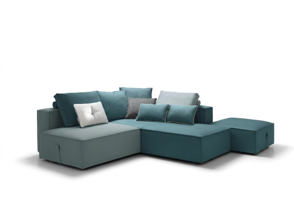 Designerska sofa kanapa Narożnik Stołek tapicerowana do salonu w kształcie litery L nowoczesna alfitalia