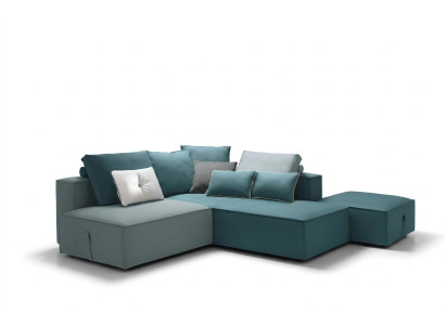 Designerska sofa kanapa Narożnik Stołek tapicerowana do salonu w kształcie litery L nowoczesna alfitalia