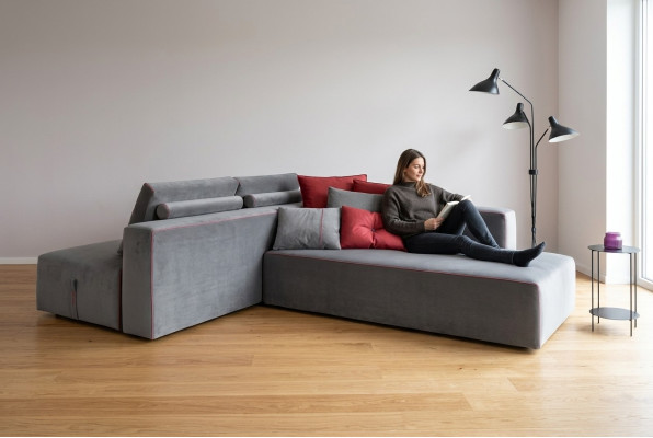 Sofa L-Shape Włókienniczy Kanapa Narożnik tapicerowana Siedziba sofa salonowa nowoczesna alfitalia